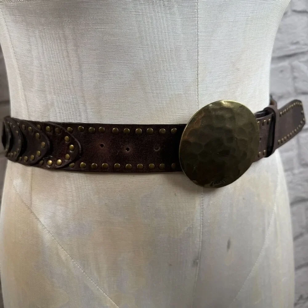 VTG Guess Women's Leather Studded Waist Belt 42
